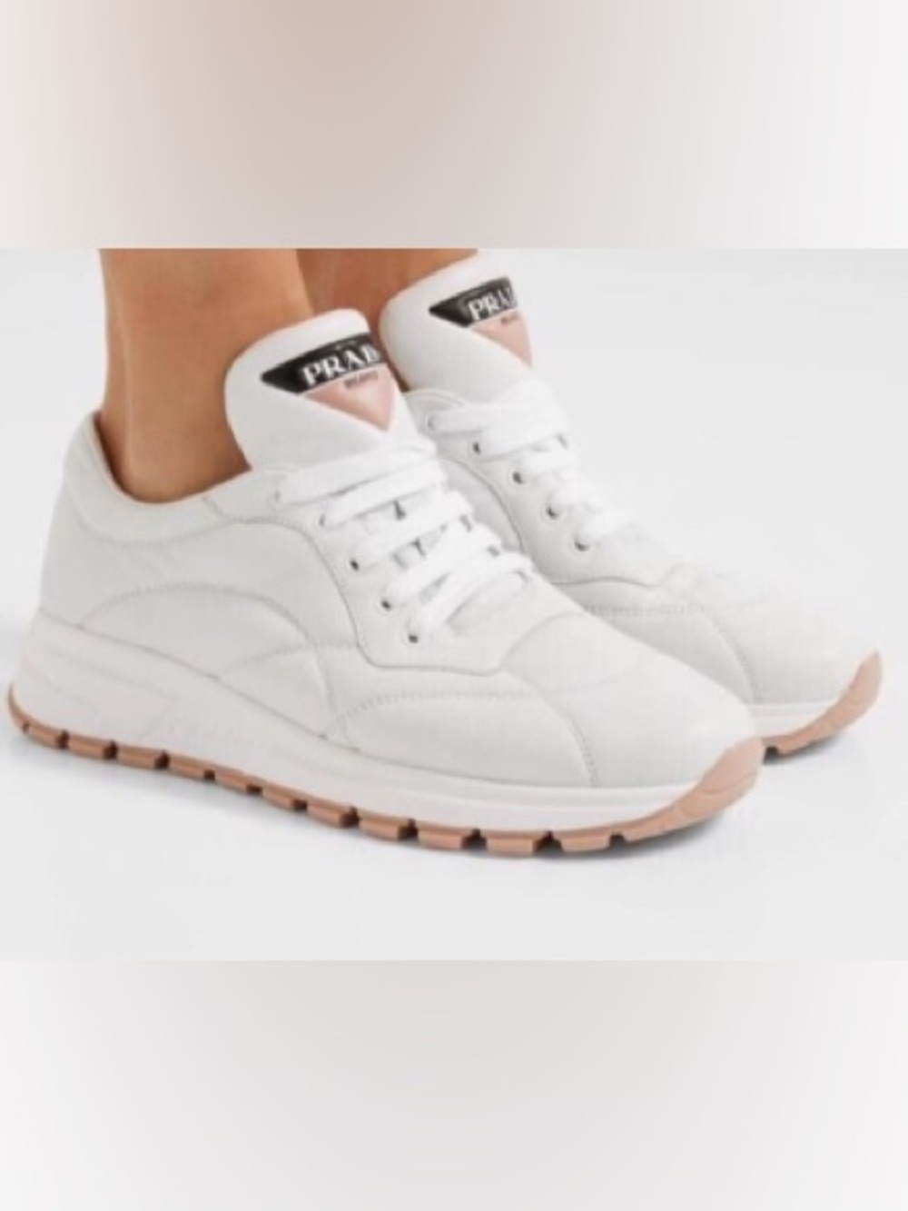PRADA Leather PRAX Sneakers -White - US 7 EU 37 - Picture 2 of 6
